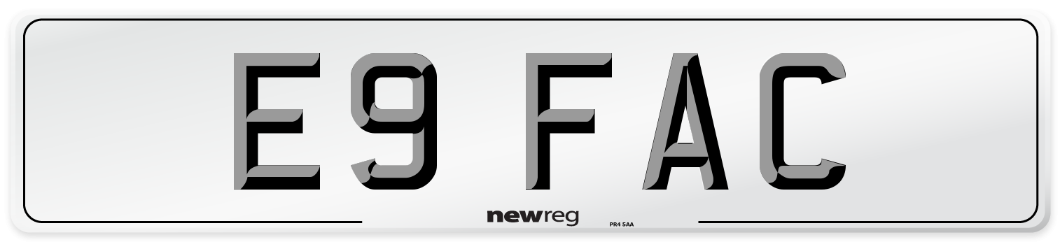 E9 FAC Number Plate from New Reg